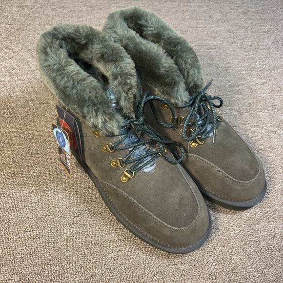 LAMO Men’s Fur Lined Boots Green Suede Boots NWT Size 10 main image 4